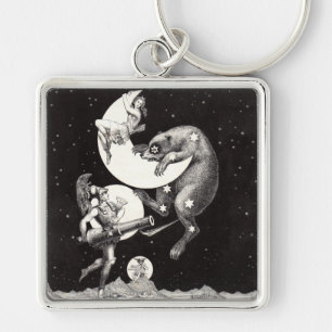 Hemelse Maan Lucht Universum God Nacht Illustratie Sleutelhanger