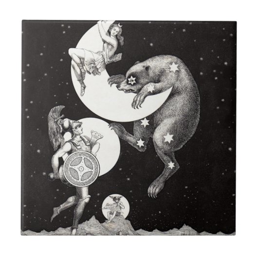 Hemelse Maan Lucht Universum God Nacht Illustratie Tegeltje (Voorkant)