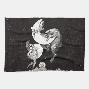 Hemelse Maan Lucht Universum God Nacht Illustratie Theedoek