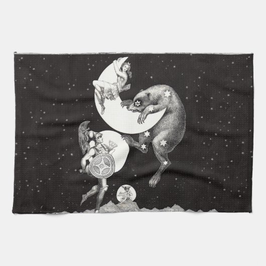 Hemelse Maan Lucht Universum God Nacht Illustratie Theedoek (Horizontaal)
