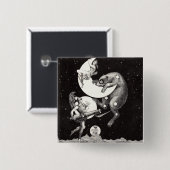 Hemelse Maan Lucht Universum God Nacht Illustratie Vierkante Button 5,1 Cm (Voorkant /achterkant)