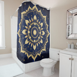 Hemelse Maan Mandala Douchegordijn | Marineblauw