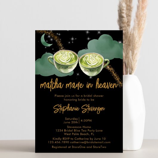 Hemelse Maan Matcha Trouwdag Borrel voor de Bruid Kaart