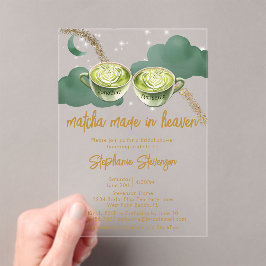 Hemelse Maan Matcha Verloving Feestje Acryl Uitnodigingen
