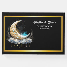 Hemelse maan paar silhouet sterrennacht gastenboek