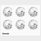 Hemelse maan paddenstoel liefhebber ronde sticker (Vel)