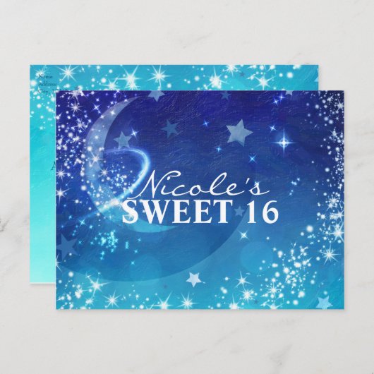Hemelse maan schitterende feest datum save aankondigingskaart (Voorkant / Achterkant)