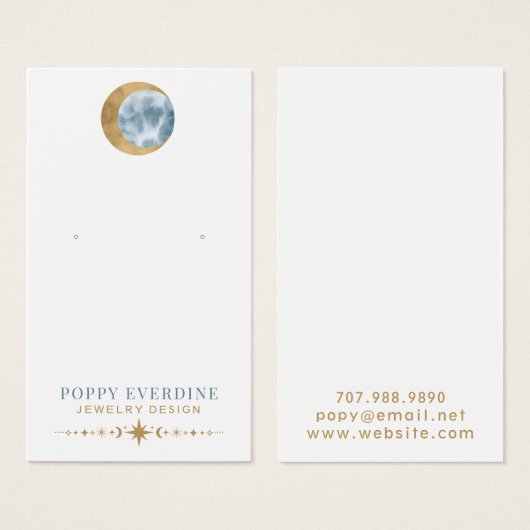 Hemelse Maan Sieraden Designer Sieraden Display Visitekaartje (Voorkant /achterkant)