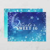 Hemelse Maan Sparkle Feest Datum Bewaren Aankondigingskaart (Voorkant / Achterkant)