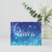 Hemelse Maan Sparkle Feest Datum Bewaren Aankondigingskaart (Staand voorkant)