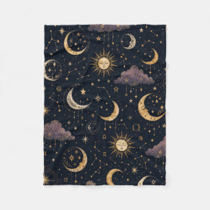 Hemelse Maan & Sterren Astrologie Boho Naadloos Fleece Deken