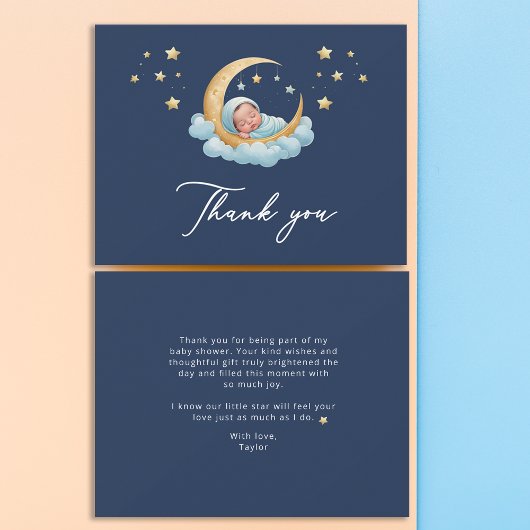 Hemelse Maan Sterren Baby Shower Bedankkaart
