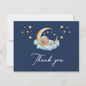 Hemelse Maan Sterren Baby Shower Bedankkaart (Voorkant)