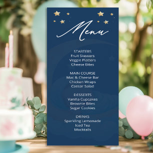 Hemelse Maan Sterren Baby Shower Menukaart