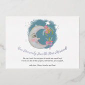 Hemelse Maan Sterren Bloemen Blauw Geboorte Aankon Folie Uitnodiging (Voorkant)