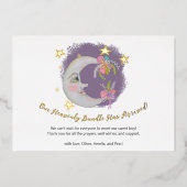 Hemelse Maan Sterren Bloemen Geboorte Aankondiging (Voorkant)