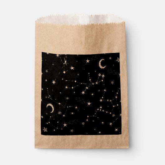 Hemelse Maan Sterren Constellaties Zwart Bedankzakje (Voorkant)