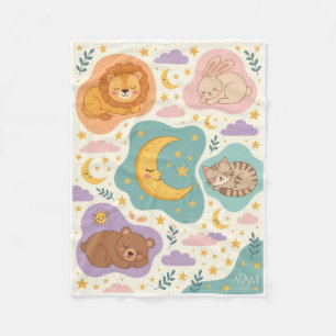 Hemelse Maan Sterren En Wilde Bloemen Fleece Deken