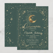 Hemelse Maan Sterren Frame Quinceanera Kaart (Voorkant / Achterkant)