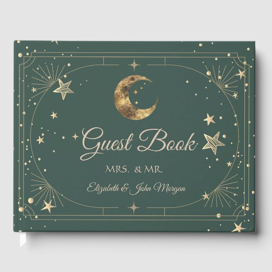 Hemelse Maan Sterren Frame Trouwdag Gastenboek (Voorkant)