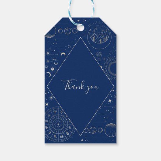 Hemelse maan sterren kosmisch bruiloft bedankt cadeaulabel (Voorkant)