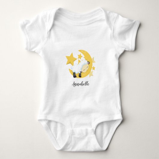 Hemelse Maan Sterren & Lammetje Baby Monogram Tutu Romper (Voorkant)