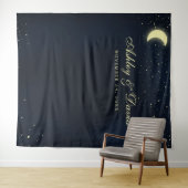Hemelse Maan Sterren Middenblauw Foto Achtergrond Wandkleed (In Situ (horizontaal))