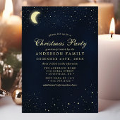 Hemelse Maan Sterren Middenblauw Kerstfeest Kaart