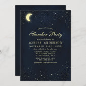 Hemelse Maan Sterren Middenblauw Slaperpartijtje Kaart (Voorkant / Achterkant)