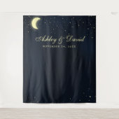 Hemelse Maan Sterren Middenblauwe Foto Achtergrond Wandkleed (Voorkant)