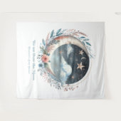 Hemelse Maan & Sterren Over de Maan Baby Shower Wandkleed (Voorkant (horizontaal))