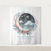 Hemelse Maan & Sterren Over de Maan Baby Shower Wandkleed (Voorkant)