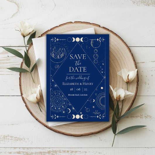Hemelse maan sterren sterrenbeelden Save the Date Kaart