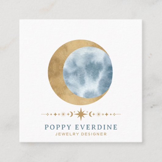 Hemelse Maan Sterren Vierkante Visitekaartje (Voorkant)