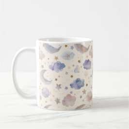 Hemelse Maan Sterren Wolken Waterverf Pastel Koffiemok