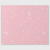 Hemelse Maan Sterrenbeeld Roze Cadeaupapier (Vlak)