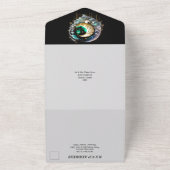 Hemelse maan sterrenhemel zwarte lucht blauw groen all in one uitnodiging (Buitenkant)