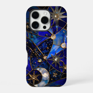 Hemelse Maan Sterrennacht Glas-in-lood  iPhone 16 Pro Hoesje