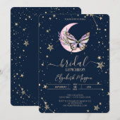 Hemelse Maan Vlinder Blauw Bruids Luncheon Kaart (Voorkant / Achterkant)