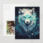 Hemelse Maan Wilde Wolf Feestdagenkaart (Voorkant / Achterkant)