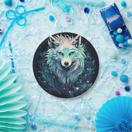 Hemelse Maan Wilde Wolf Papieren Bordje (Feest)