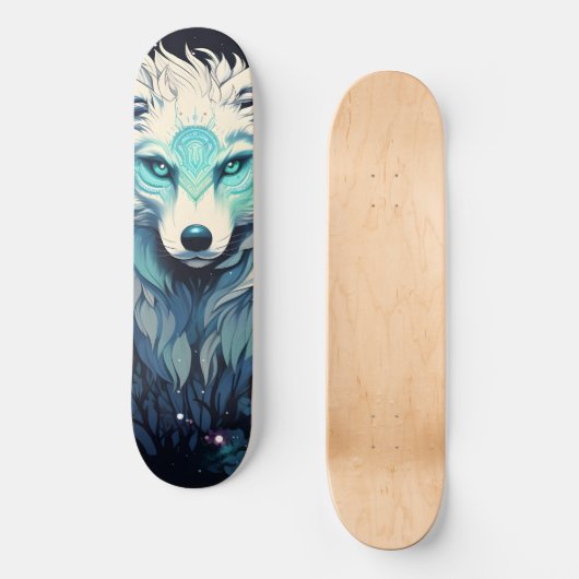 Hemelse Maan Wilde Wolf Persoonlijk Skateboard (Voorkant)