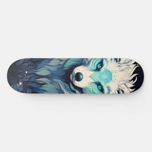 Hemelse Maan Wilde Wolf Persoonlijk Skateboard (Horizontaal)