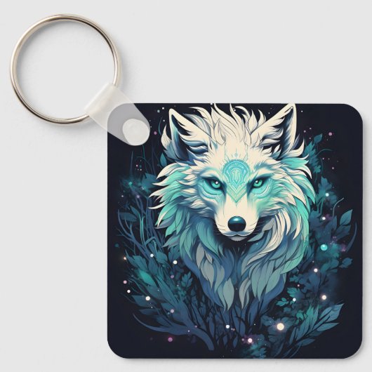 Hemelse Maan Wilde Wolf Sleutelhanger (Voorkant)