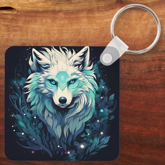 Hemelse Maan Wilde Wolf Sleutelhanger (Achterkant)