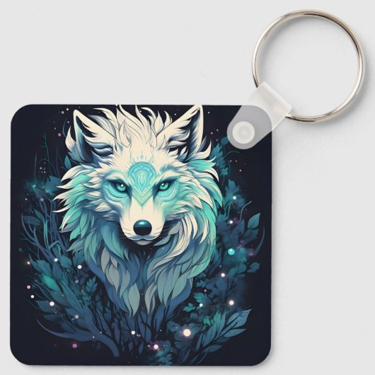Hemelse Maan Wilde Wolf Sleutelhanger (Achterkant)