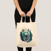 Hemelse Maan Wilde Wolf Tote Bag (Voorkant (product))