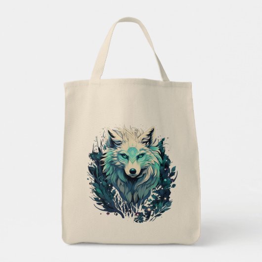 Hemelse Maan Wilde Wolf Tote Bag (Achterkant)