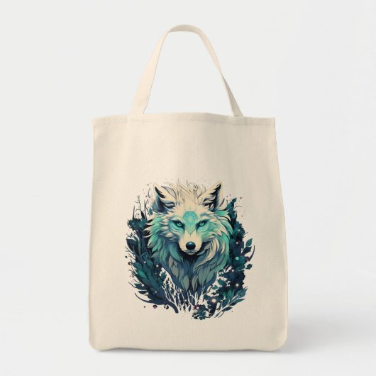 Hemelse Maan Wilde Wolf Tote Bag (Voorkant)