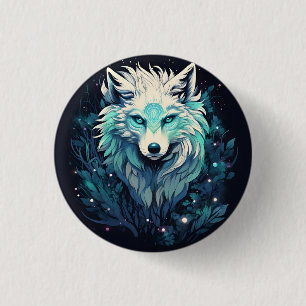 Hemelse Maan Woeste Wolf Ronde Button 3,2 Cm